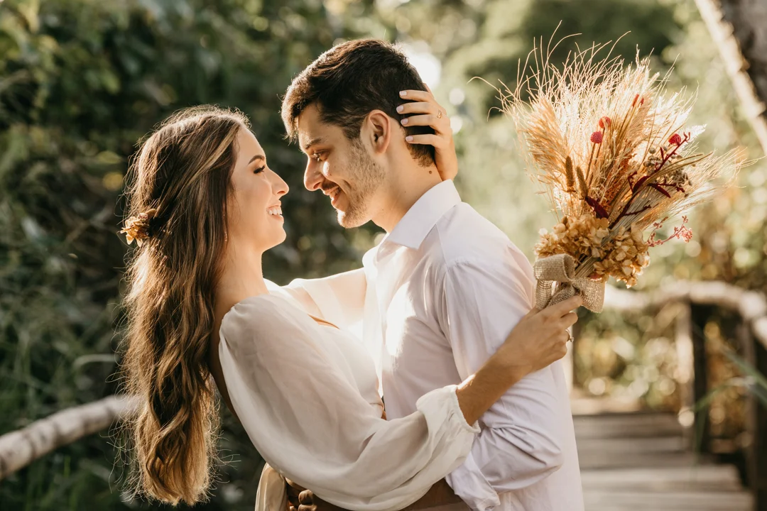 Couple smiling