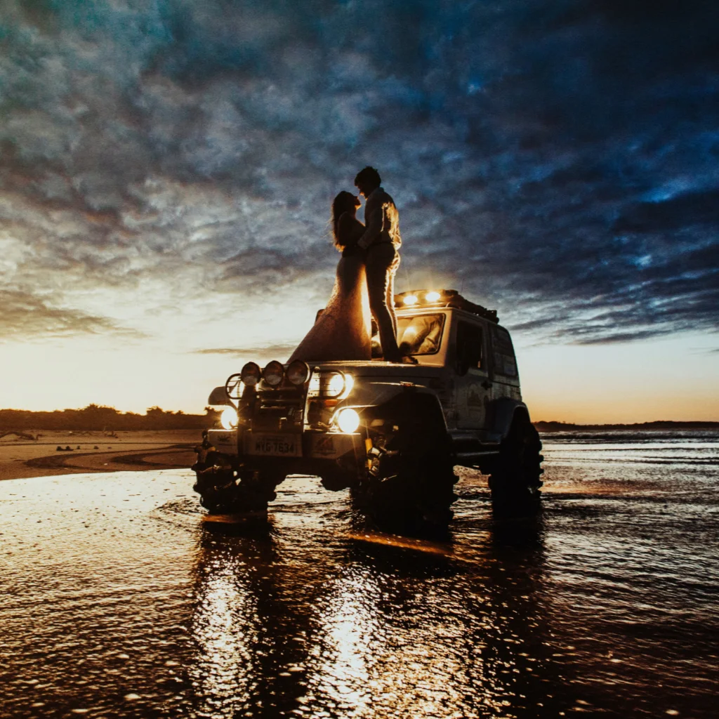 Couple on car